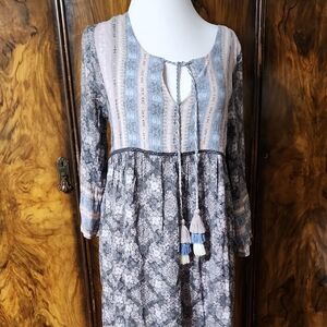 Knox Rose Floral Bohemian Dress with Tassels